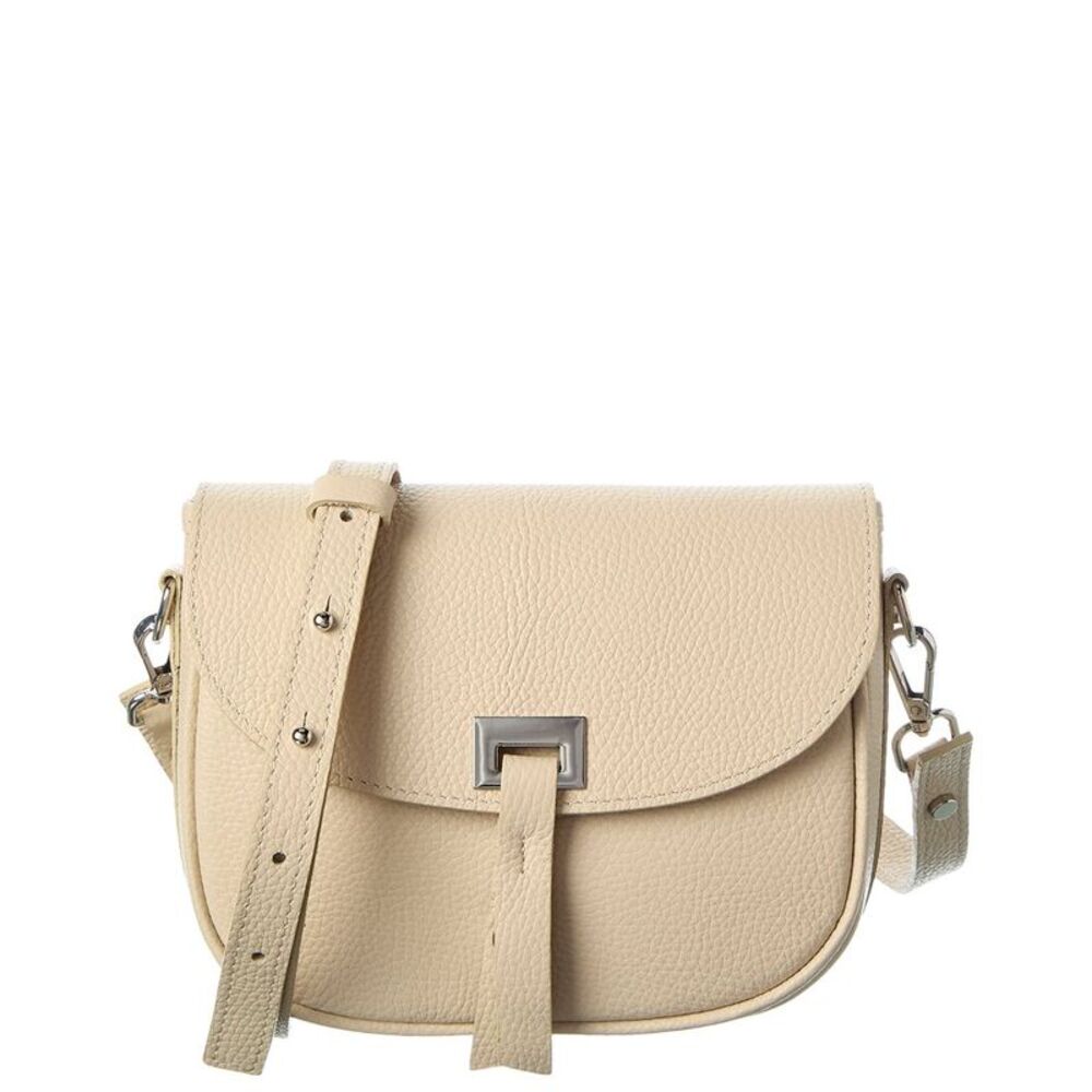 Italian Leather Crossbody, Beige